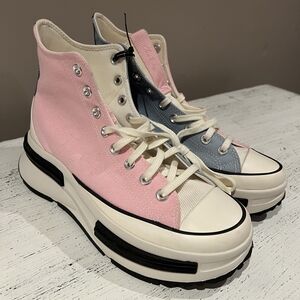 Converse Pink and Blue High-Top Sneakers